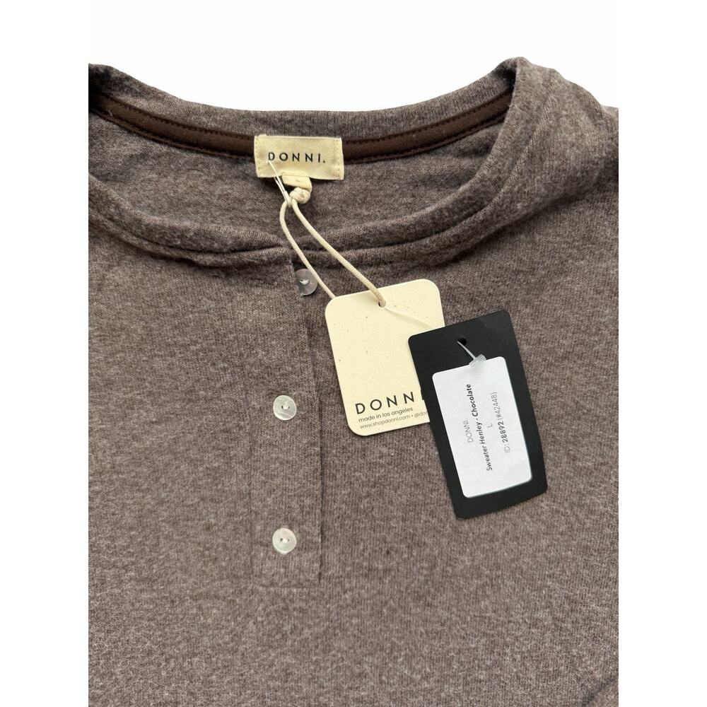 Donni Sweater Henley In Chocolate NWT Size Large - Picture 4 of 4